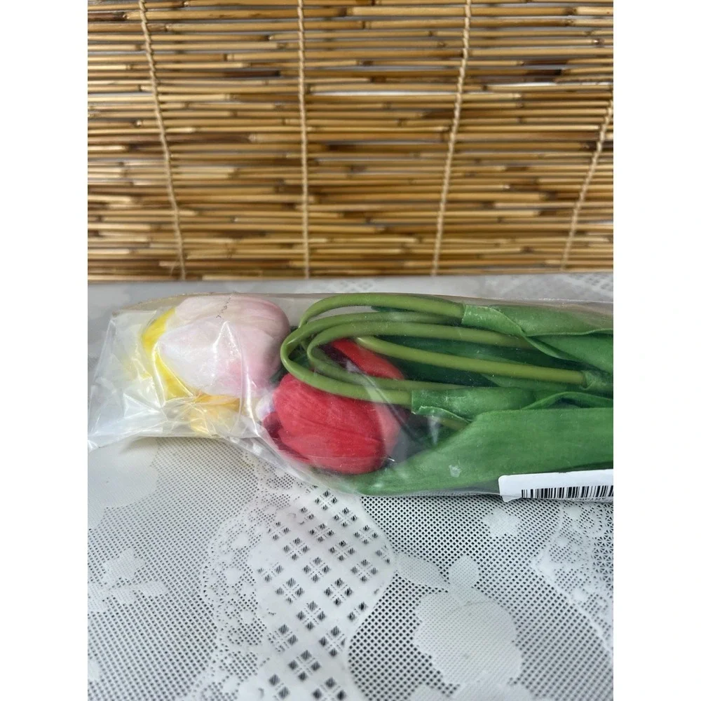 10 Pcs  Rainbow Multi Color Real Touch Tulip Bundle Artificial Flower Wedding